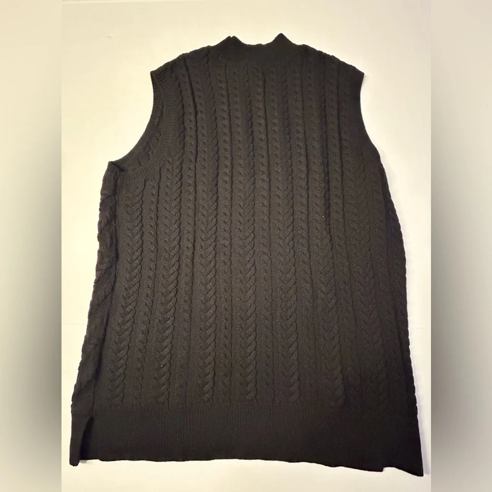 NWT $89 Talbots Woman CABLEKNIT SLEEVELESS SWEATER Black Size 1X - Picture 5 of 8